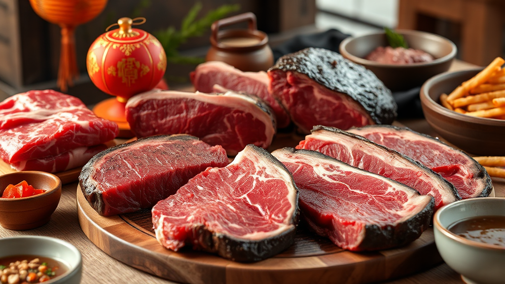 한우, 부위별 가격 비교 (realistic 스타일)