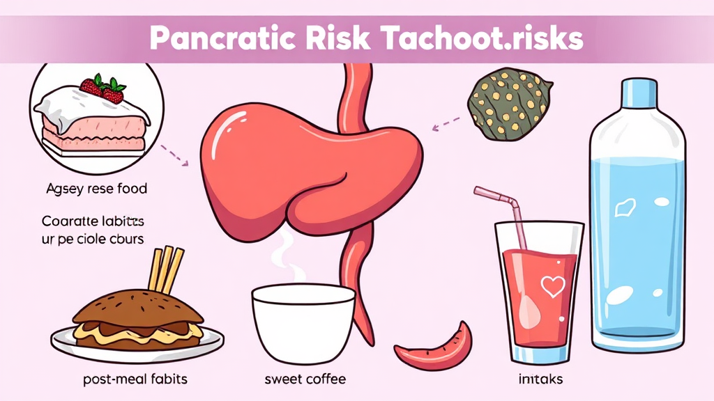 췌장 건강을 위협하는 요인과 위험성 (cartoon 스타일)