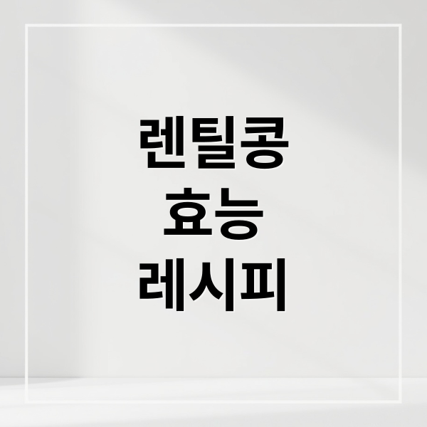 렌틸콩
효능
레시피 (렌틸콩 효능 부작용)