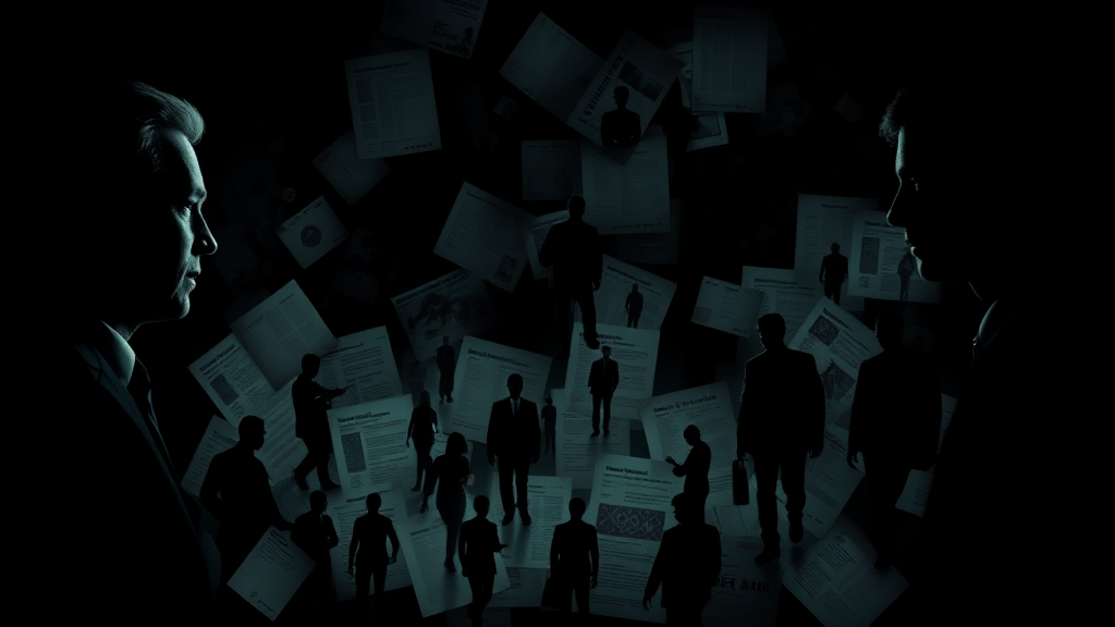 주요 인물들의 연루 의혹과 진실 (realistic 스타일)