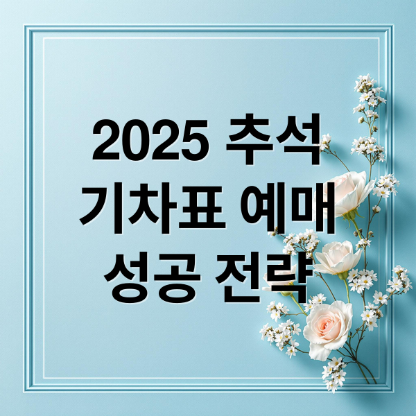 2025 추석
기차표 예매
성공 전략 (2025 추석 코레일 예매)