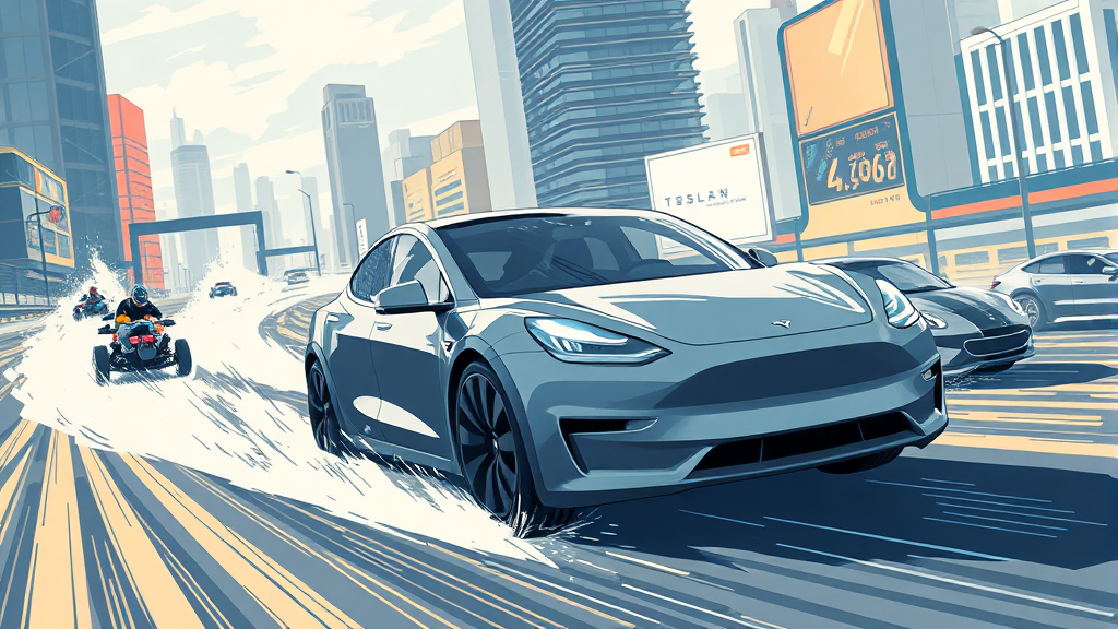 테슬라의 경쟁 환경 분석 (illustration 스타일)