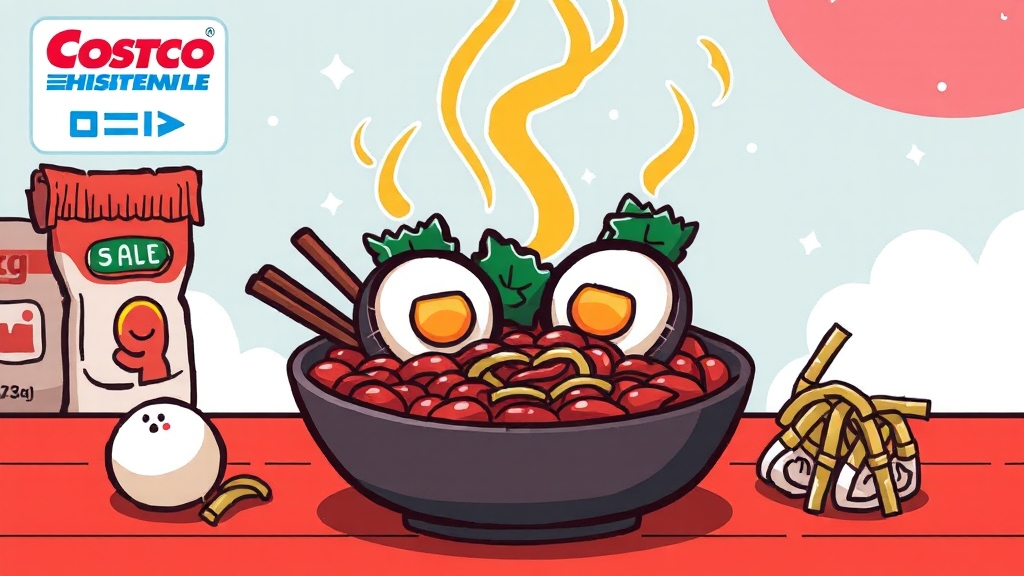 식품 할인: 떡볶이 집중 공략 (cartoon 스타일)