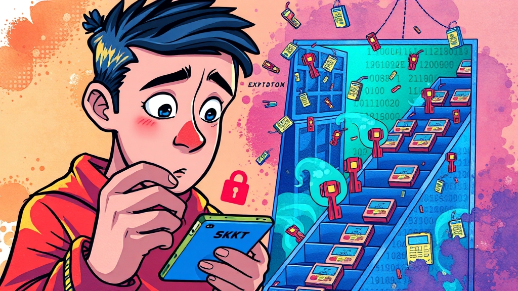 SKT 해킹 사고 원인과 결과 (cartoon 스타일)