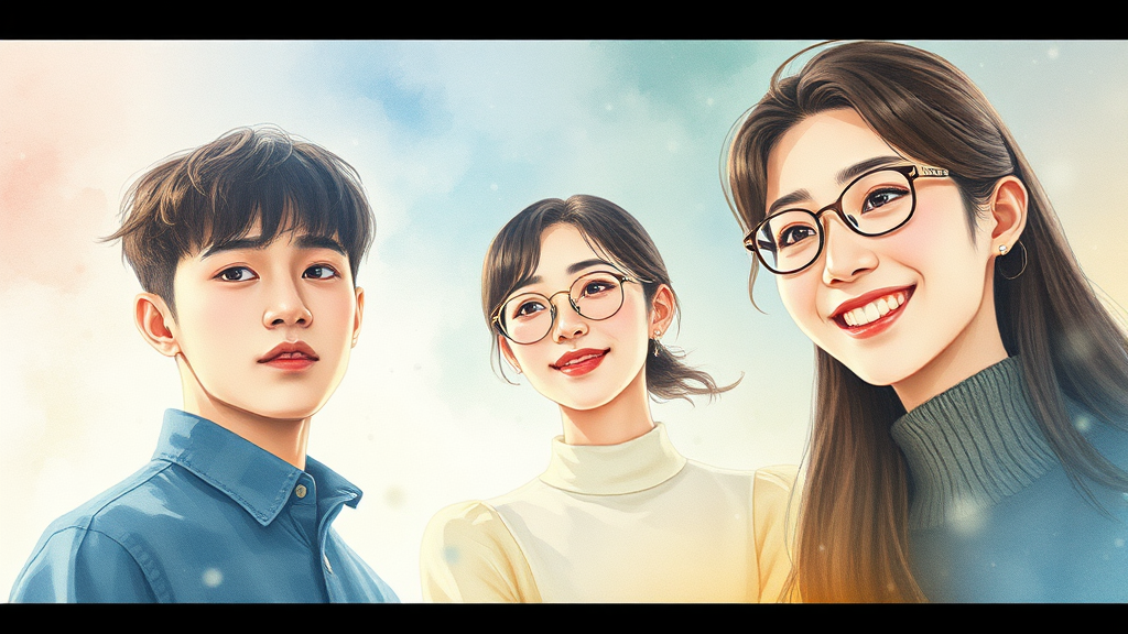 ‘넘버원’ 등장인물 분석 (watercolor 스타일)