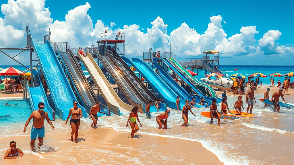 시원한 물놀이 명소 추천 (realistic 스타일)
