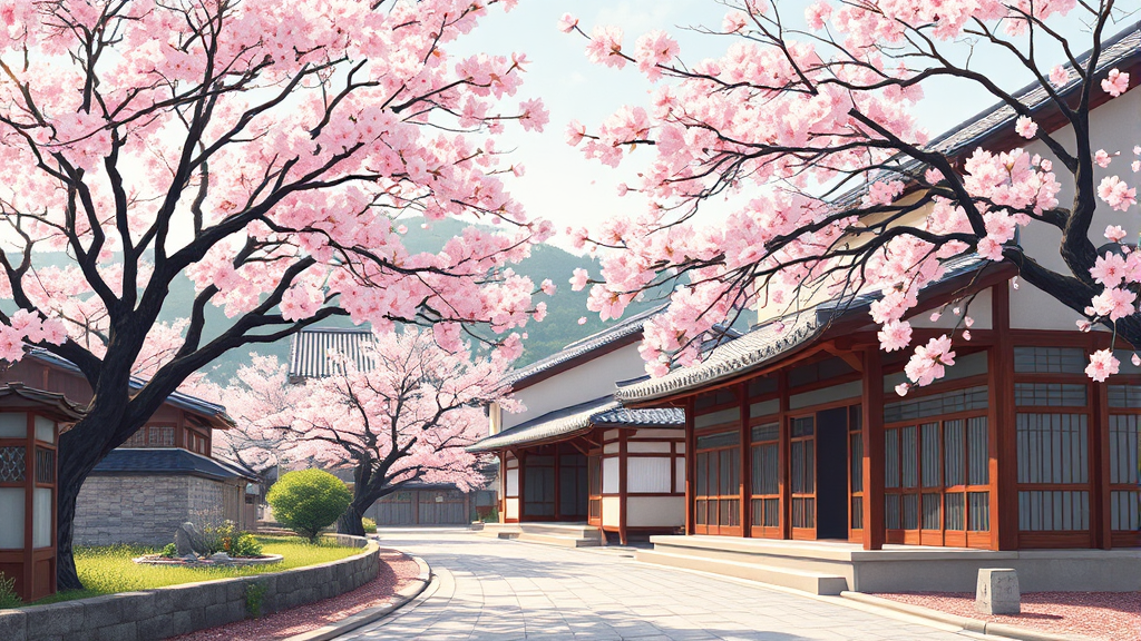 전통과 낭만이 어우러진 봄 여행지 (illustration 스타일)