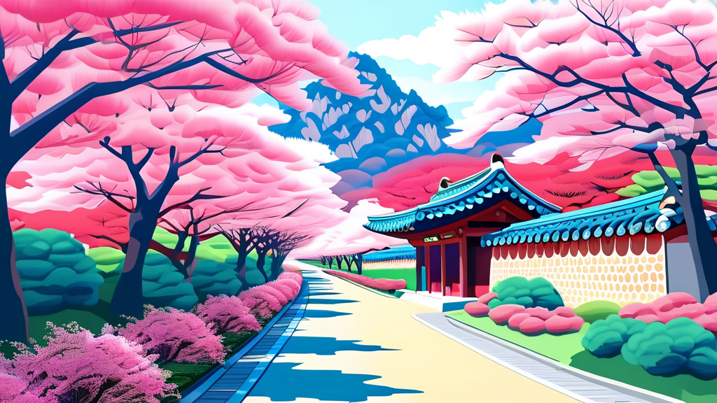 숨겨진 경주 벚꽃 명소와 현지인이 추천하는 장소 (cartoon 스타일)