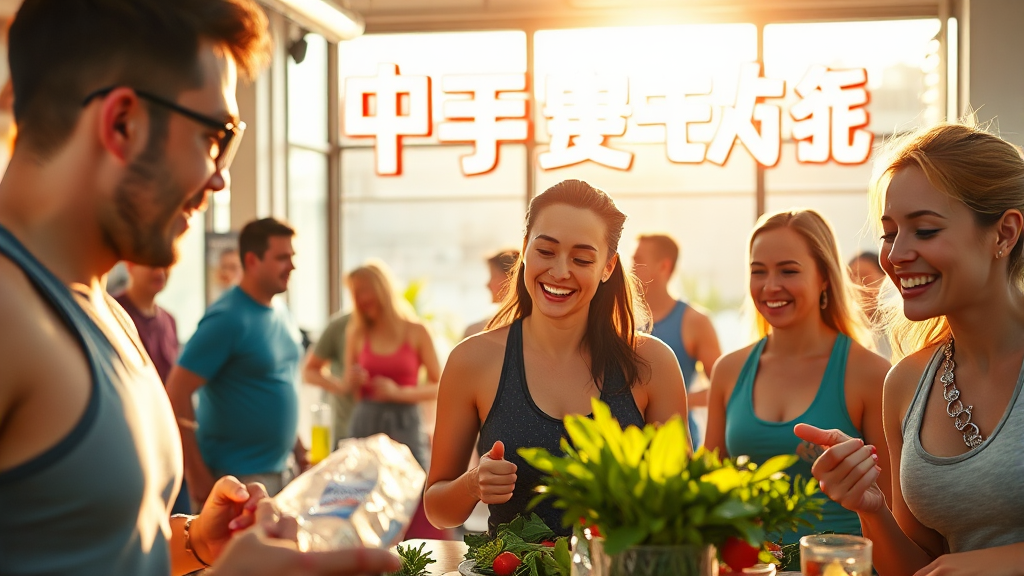 운동, 식단, 건강의 연결고리 (realistic 스타일)