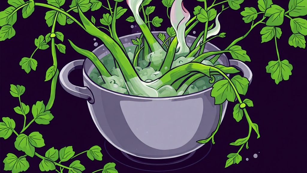 고구마순 데치는 방법 (illustration 스타일)