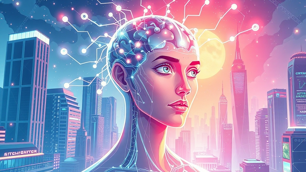 AI 시대, 사이보그로서의 미래 (illustration 스타일)