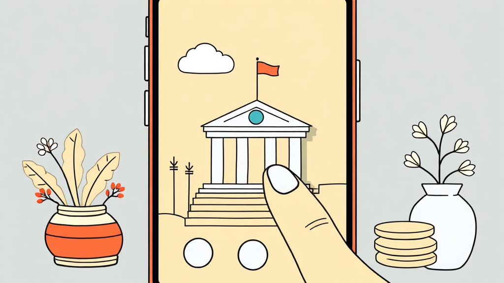 스마트뱅킹 앱 활용법 (illustration 스타일)