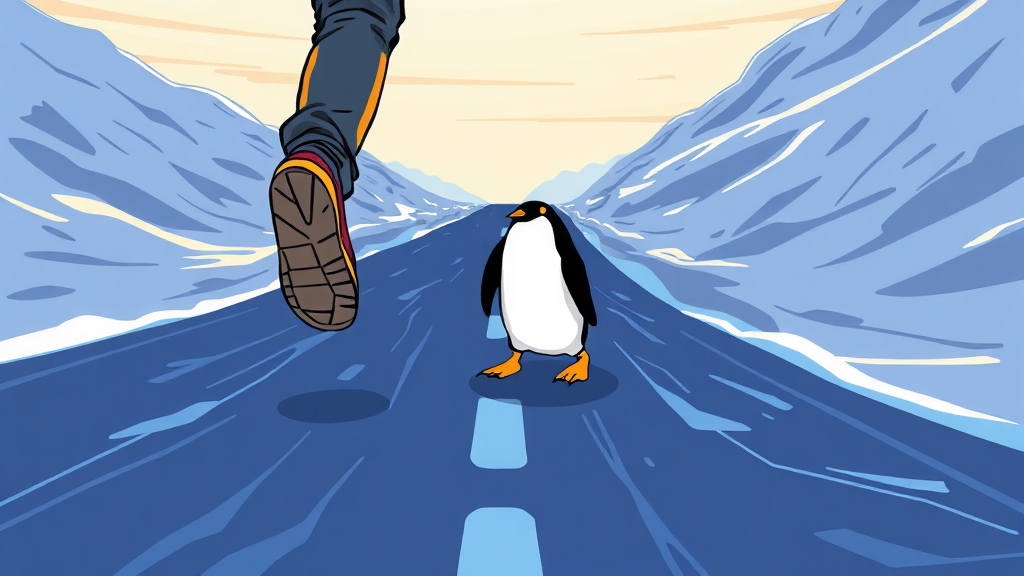 빙판길 안전하게 걷는 방법 (illustration 스타일)