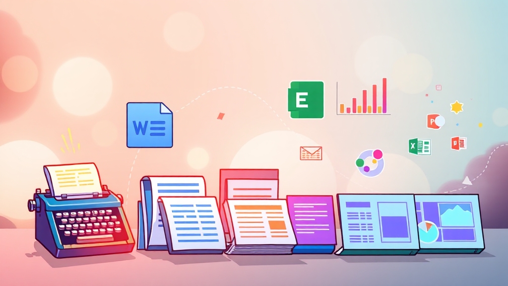 MS 오피스 365 핵심 기능 (cartoon 스타일)