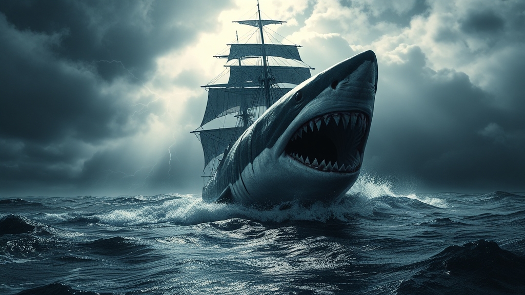 상어 꿈, 무엇을 의미할까? (realistic 스타일)