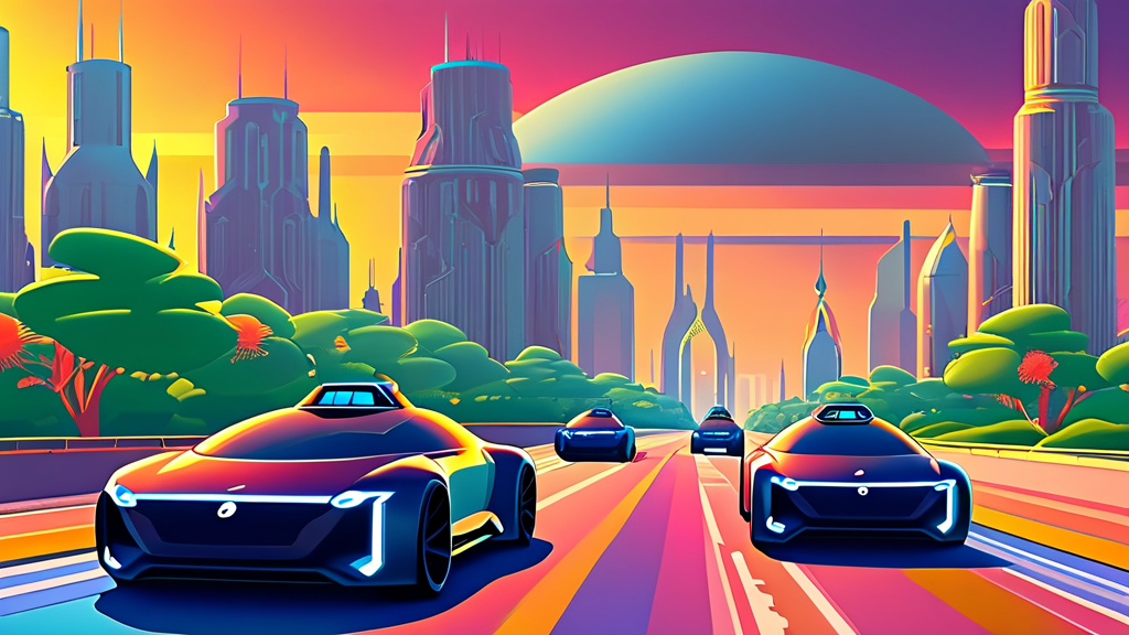 자율주행 관련주 시장 동향과 스트라드비젼의 위치 (cartoon 스타일)