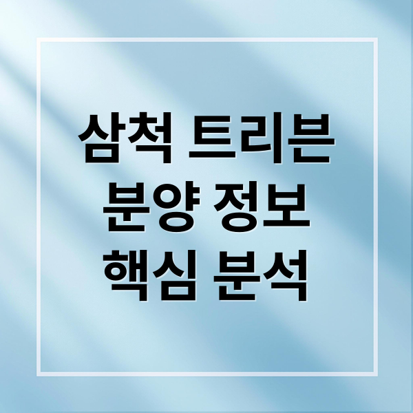 삼척 트리븐
분양 정보
핵심 분석 (트리븐 삼척 청약)