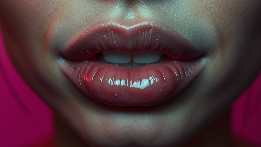 바세린 입술팩 사용 시 주의사항 (realistic 스타일)