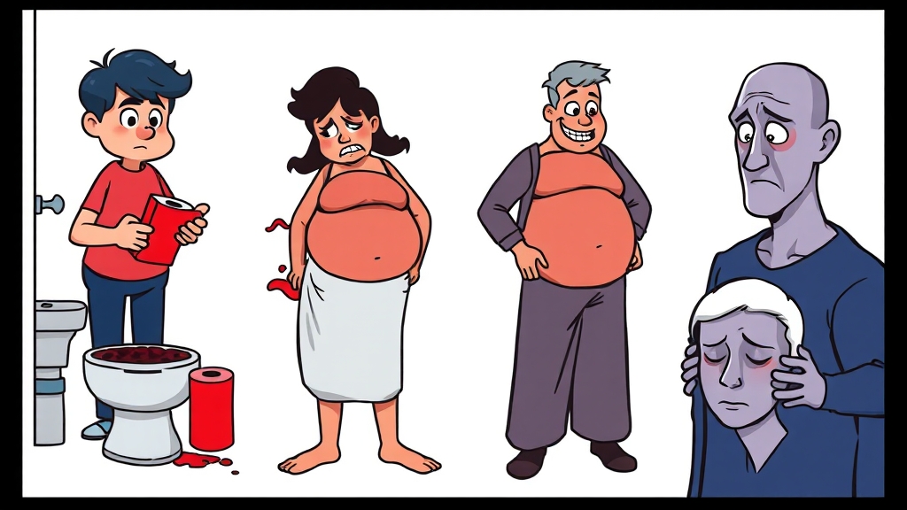 대장암 초기 증상 7가지 (cartoon 스타일)