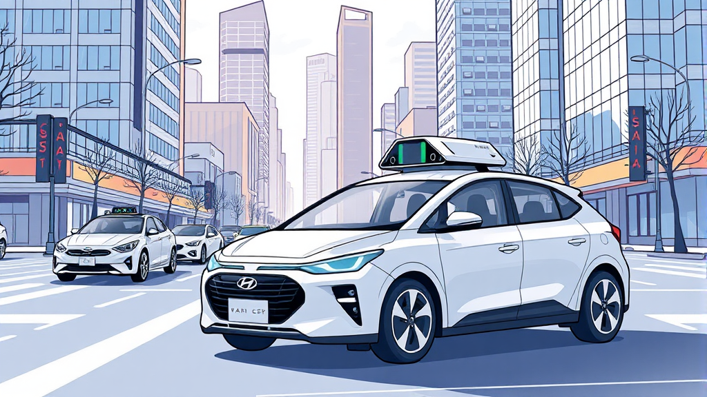 자율주행 기술 적용 계획과 로드맵 공개 (illustration 스타일)