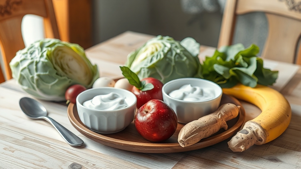 소화 잘되는 음식 종류 (realistic 스타일)