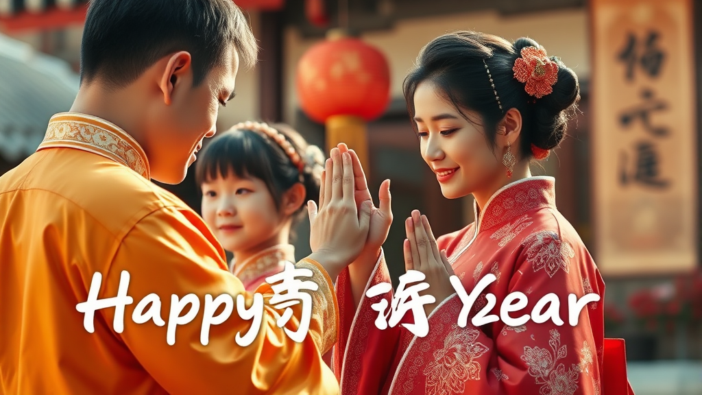 가족에게 전하는 따뜻한 세배 인사 (realistic 스타일)