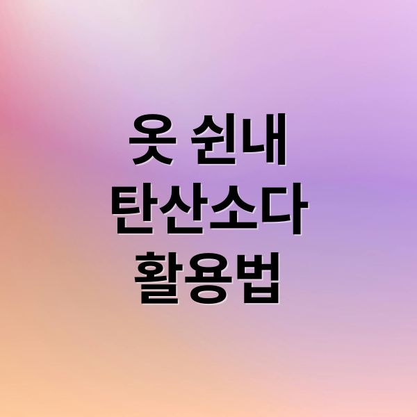 옷 쉰내
탄산소다
활용법 (세탁기에 탄산소다 50g만 추가해주면 쉰내가 사라짐)