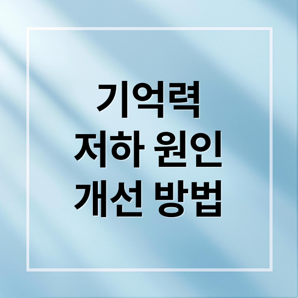 기억력
저하 원인
개선 방법 (기억력 저하 원인 6가지)