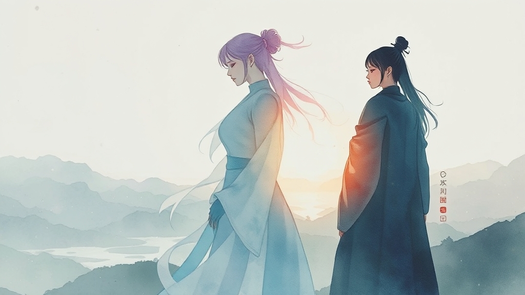 에겐녀 vs 테토녀: 주요 특징 비교 (watercolor 스타일)