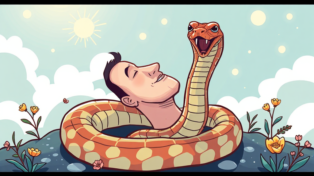 뱀에게 물리는 꿈: 길몽일까, 흉몽일까? (illustration 스타일)