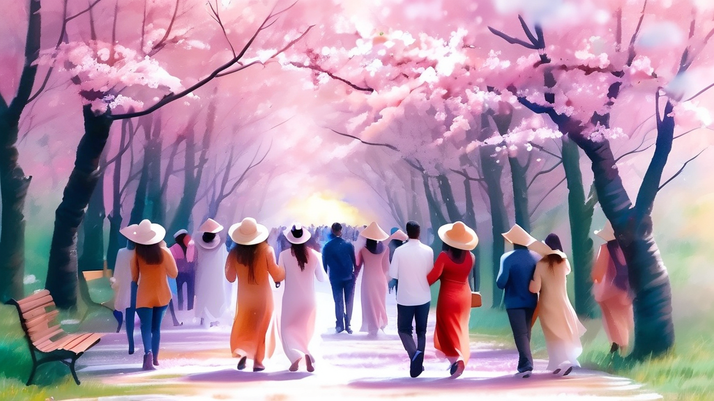 벚꽃 축제 및 이벤트 정보 (watercolor 스타일)