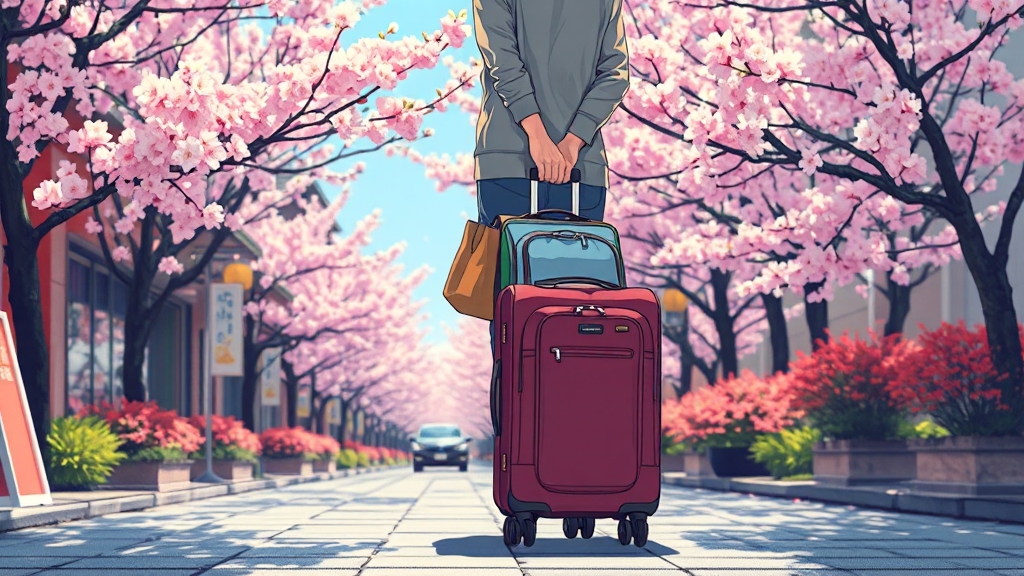 일본 여행 캐리어 준비 (illustration 스타일)