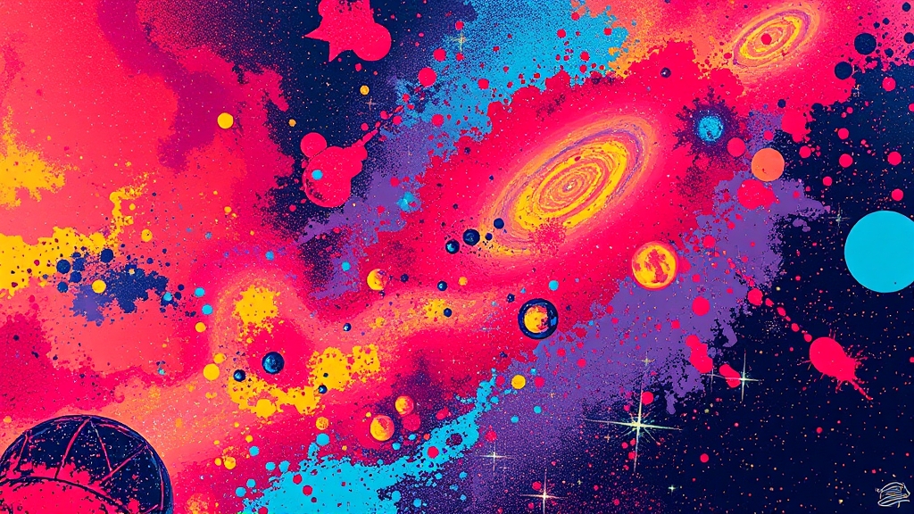 CMB 온도 분포와 우주 구조 분석 (popart 스타일)