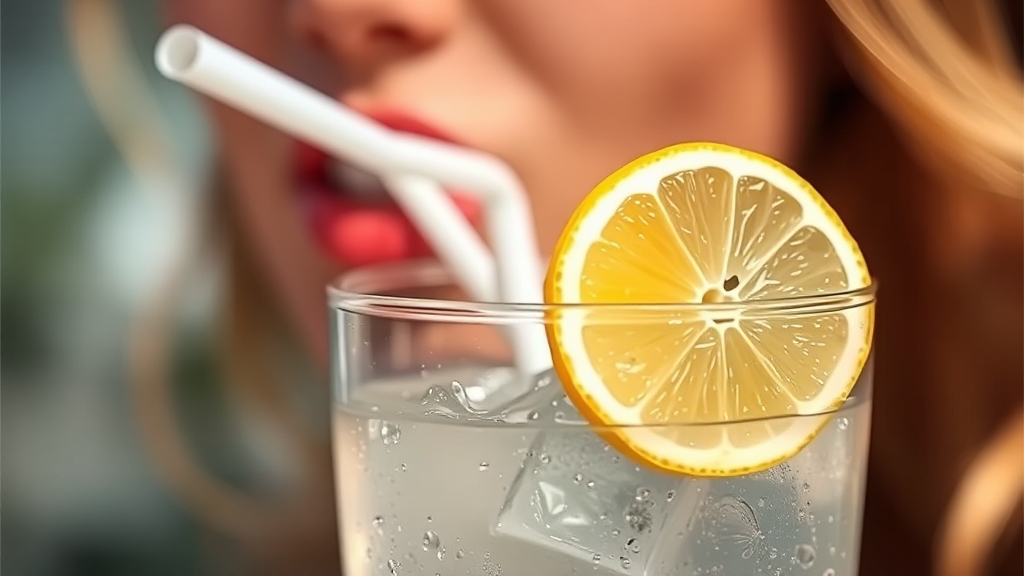 레몬수 섭취 시 주의사항 (realistic 스타일)