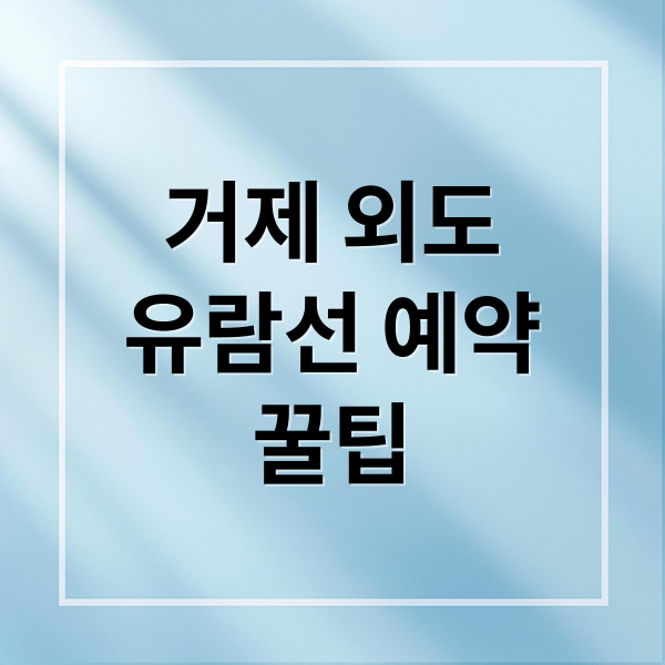 거제 외도
유람선 예약
꿀팁 (외도 유람선 예약)
