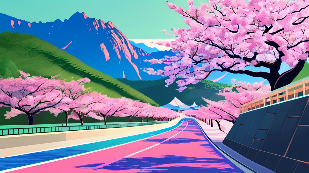 당진의 숨겨진 벚꽃 명소 (illustration 스타일)