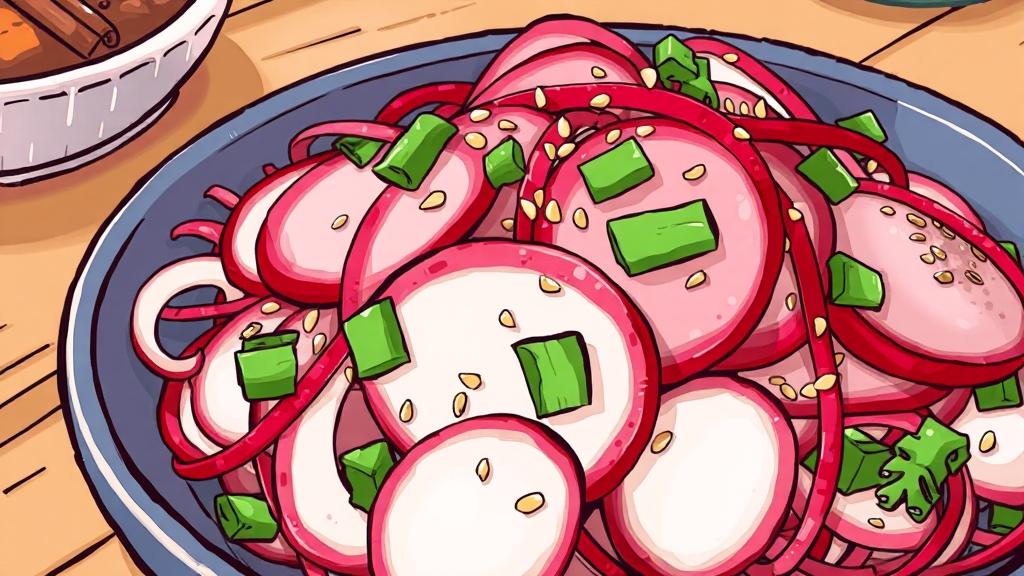 무생채 보관 및 활용 (cartoon 스타일)