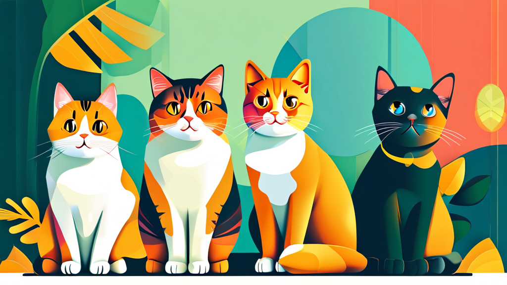 성격과 행동 패턴 비교: 독립적인 고양이와 사교적인 강아지 (illustration 스타일)