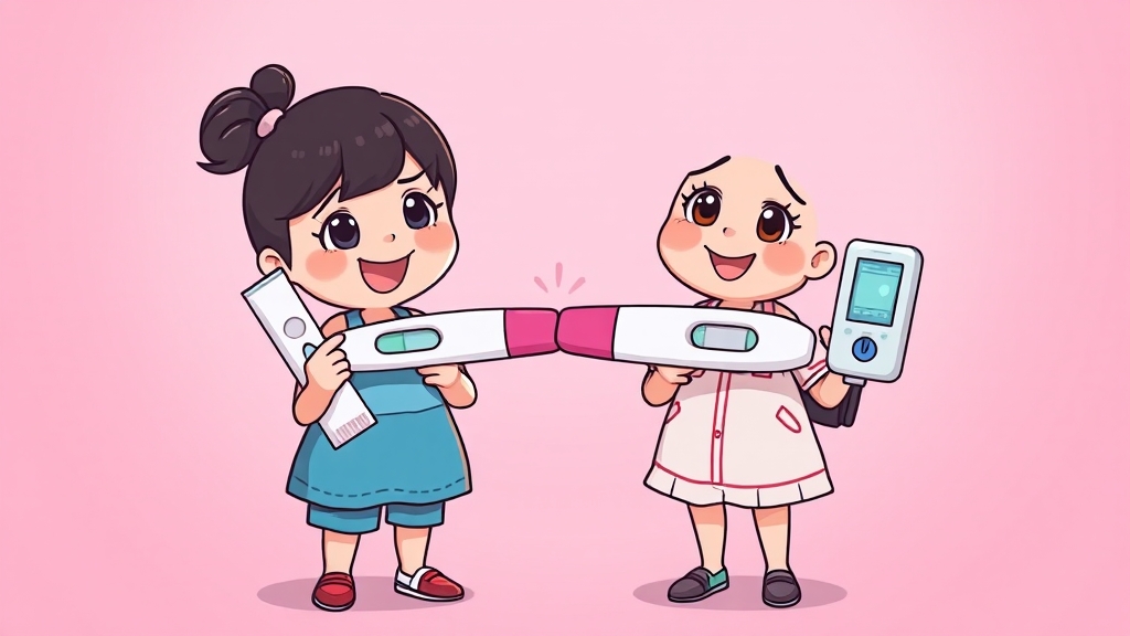 임신 확인, 자가 vs 병원? (cartoon 스타일)
