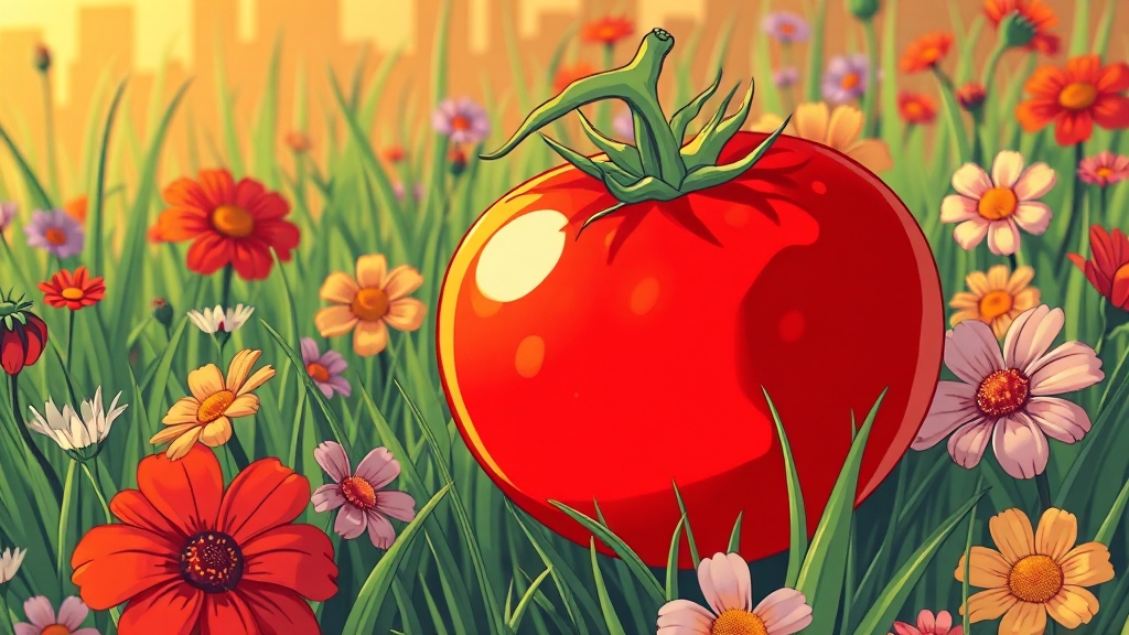 토마토 주요 효능 (cartoon 스타일)