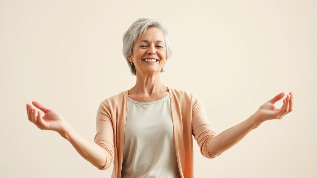 갱년기 증상 완화 방법 (realistic 스타일)