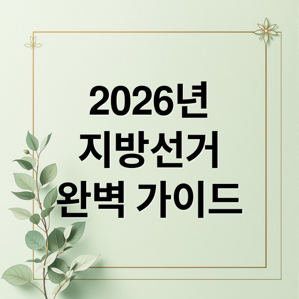 2026년
지방선거
완벽 가이드 (2026 제9회 전국동시지방선거 일정)