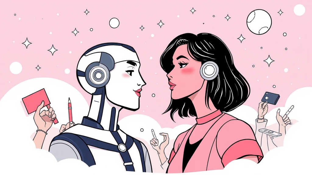 AI 엔터 시장, 미래 변화 전망 (illustration 스타일)