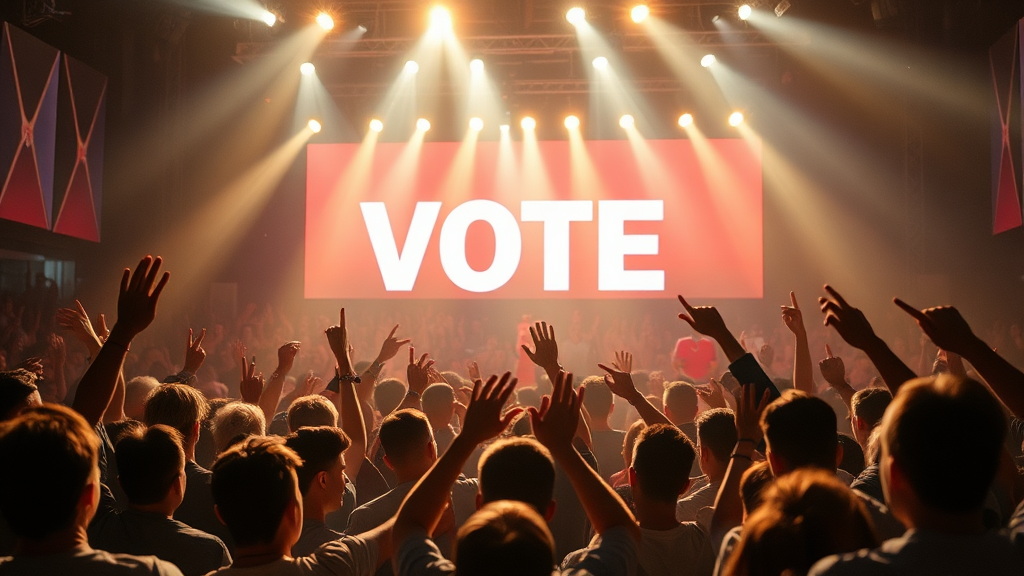 투표 방법: 온라인 & 문자 (realistic 스타일)