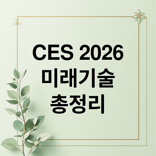 CES 2026
미래기술
총정리 (CES 2026 통합한국관)
