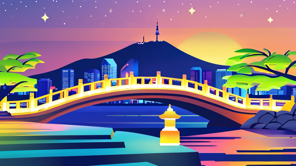 놓치면 후회할 한강 야경 투어 코스 및 즐길 거리 (illustration 스타일)