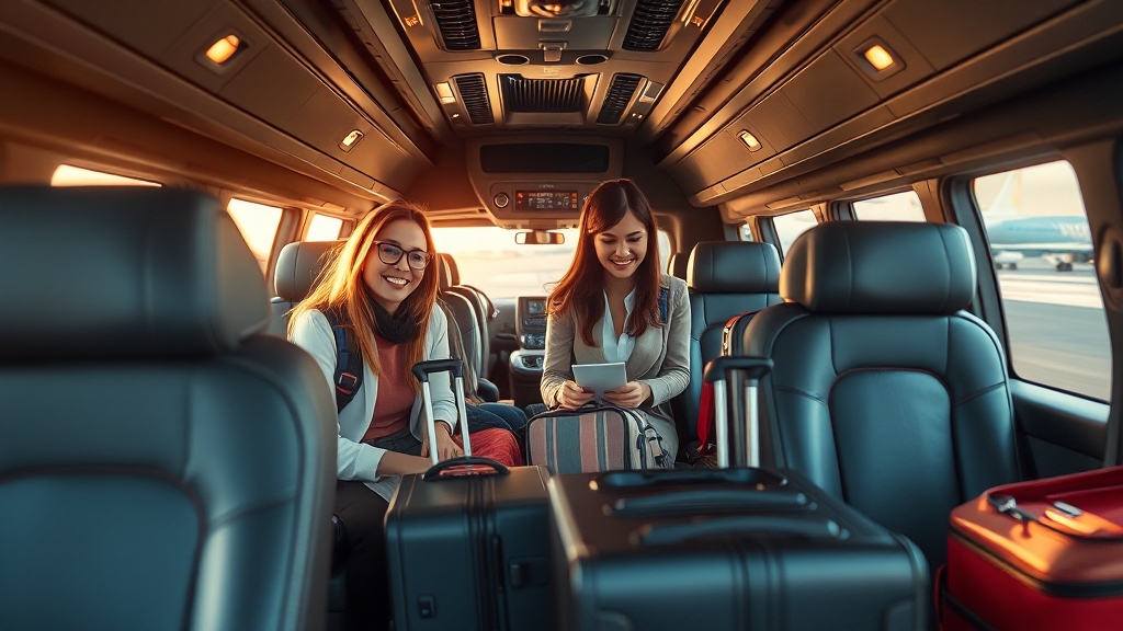 공항 리무진 버스 이용 시 유의사항 (realistic 스타일)