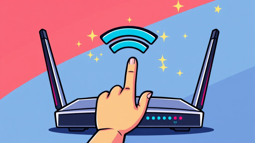 공유기 관리, 껐다 켜는 마법! (cartoon 스타일)