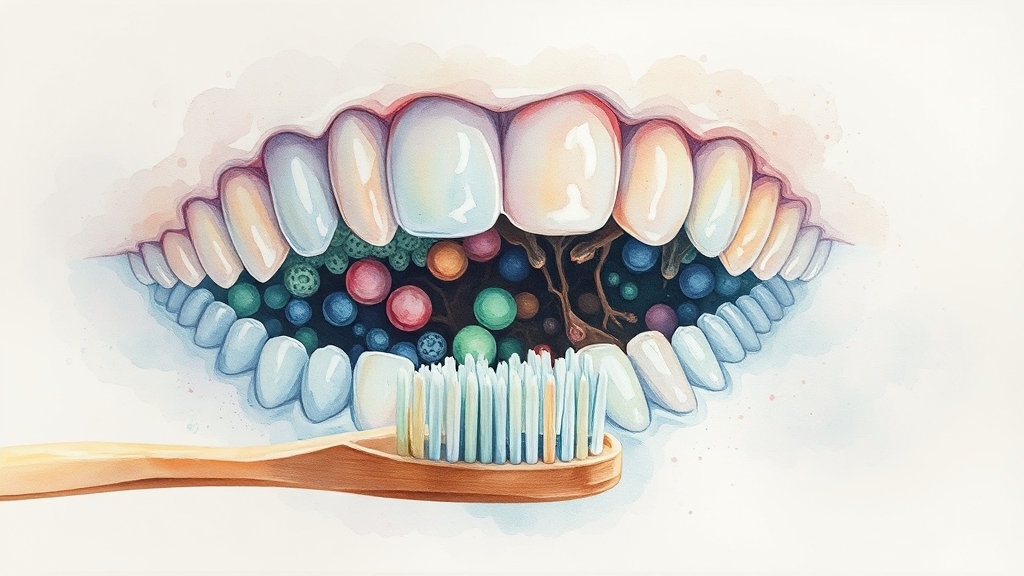 입냄새 원인과 구강 건강 (watercolor 스타일)