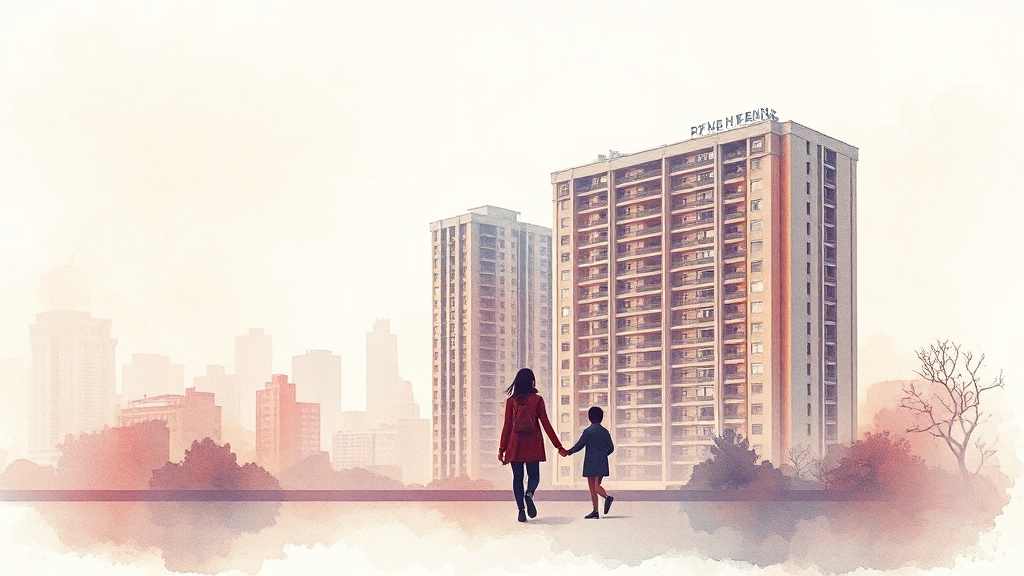 강남 아파트 가격 하락 (watercolor 스타일)